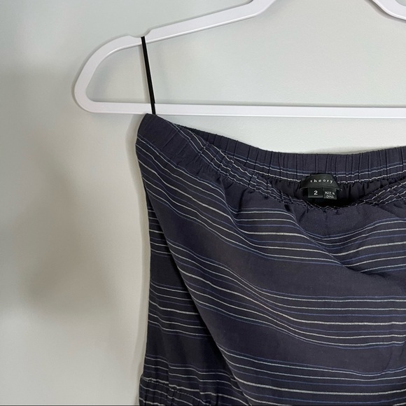 Theory Blue Striped Bramnen Sleeveless Summer Maxi Dress - Picture 2 of 7